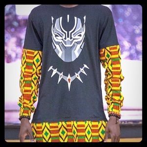 handmade leather blackpanther design and kente